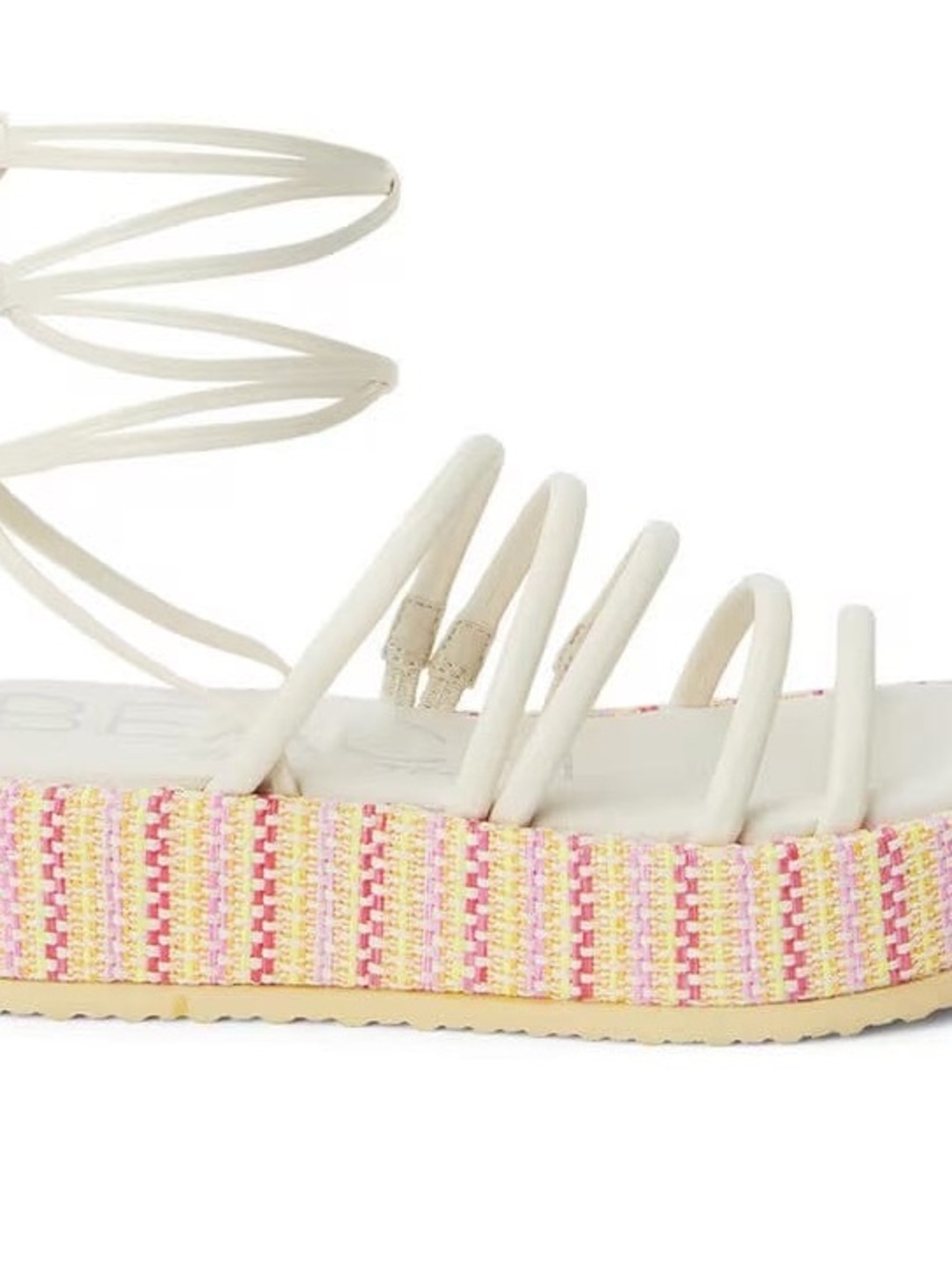 Women’s Cream Espadrille Platform Sandal with Pink & Yellow Woven Sole